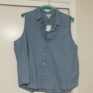 J. Crew Chambray Sleeveless Button Down Shirt